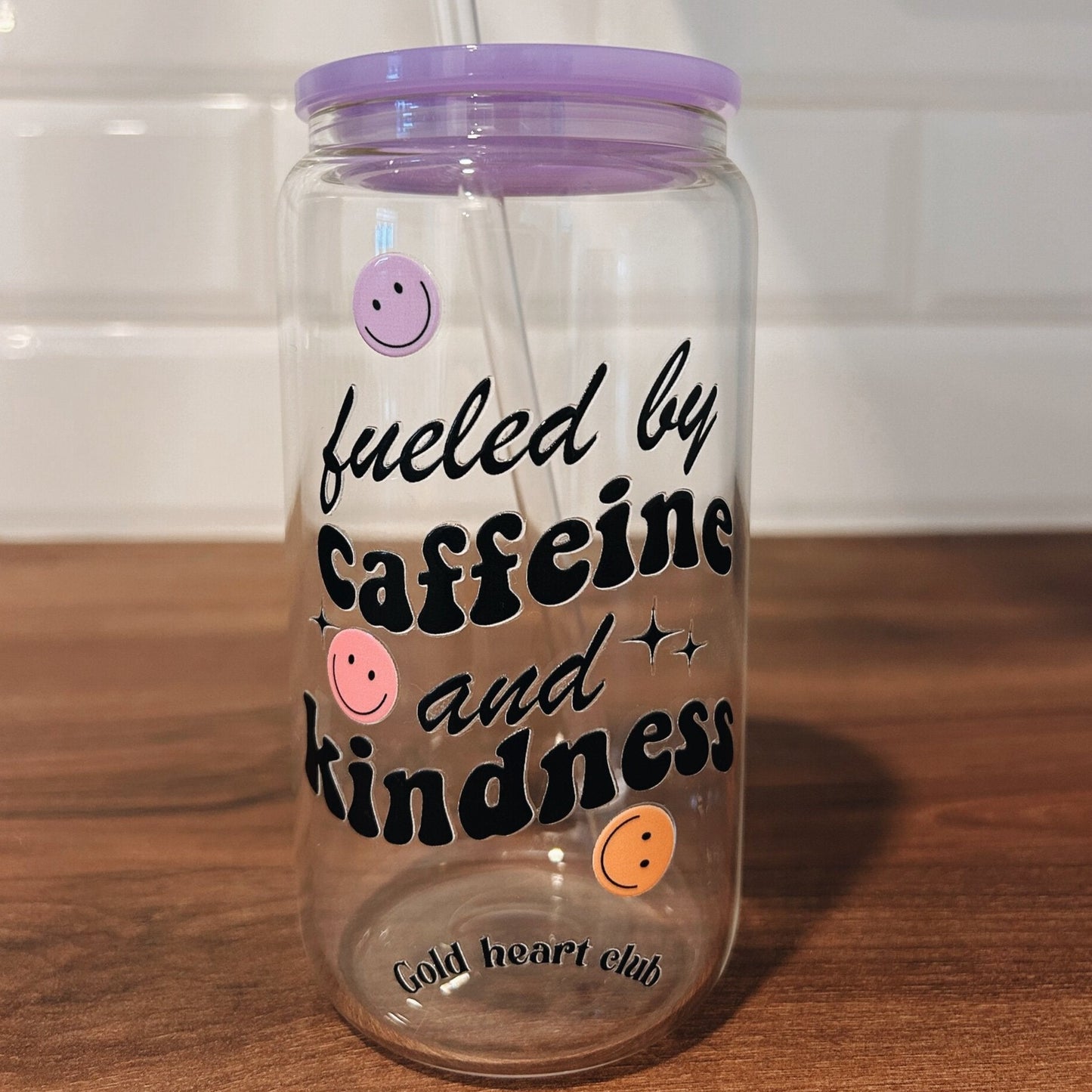 Glass - Caffeine and kindness (black or white)