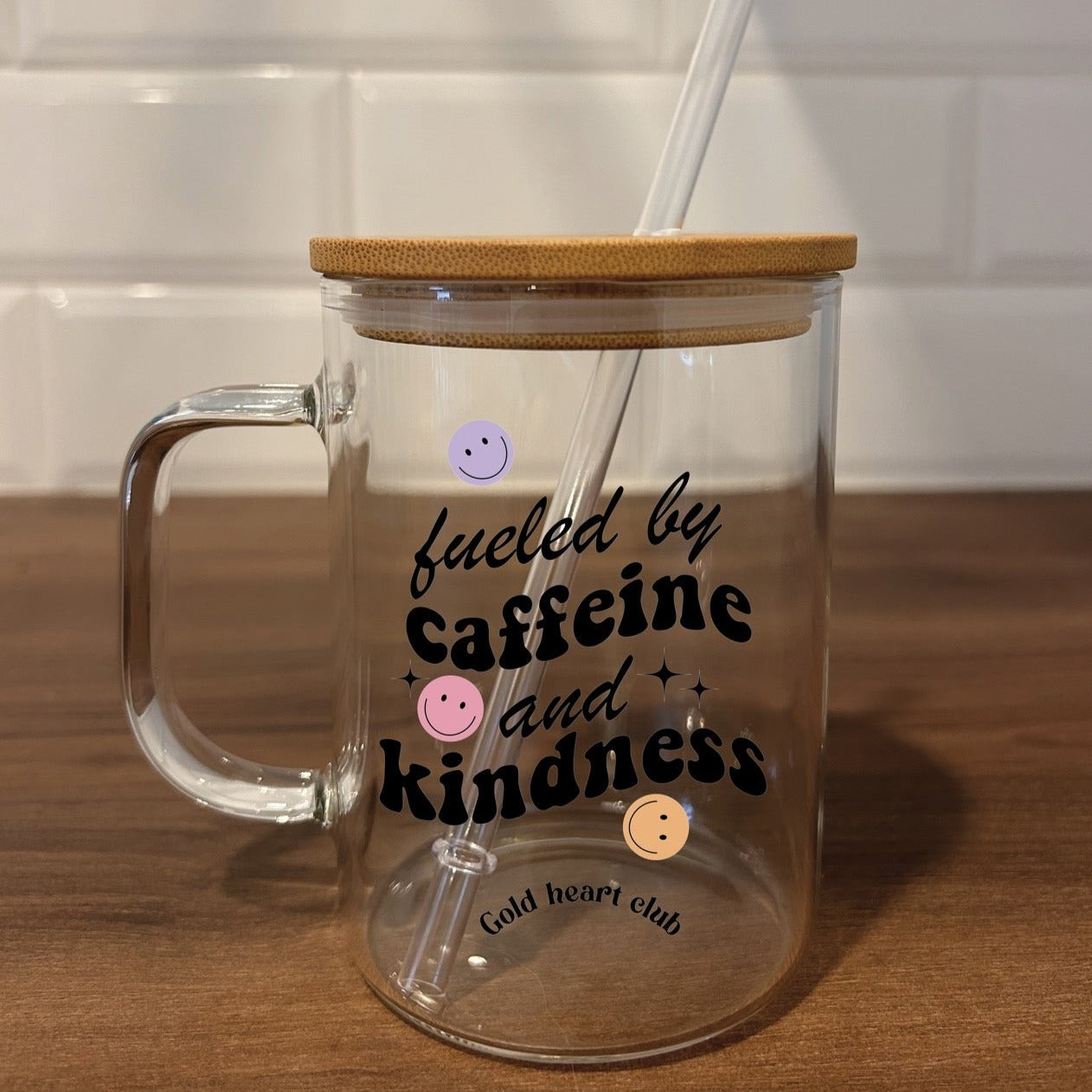 Glass - Caffeine and kindness (black or white)