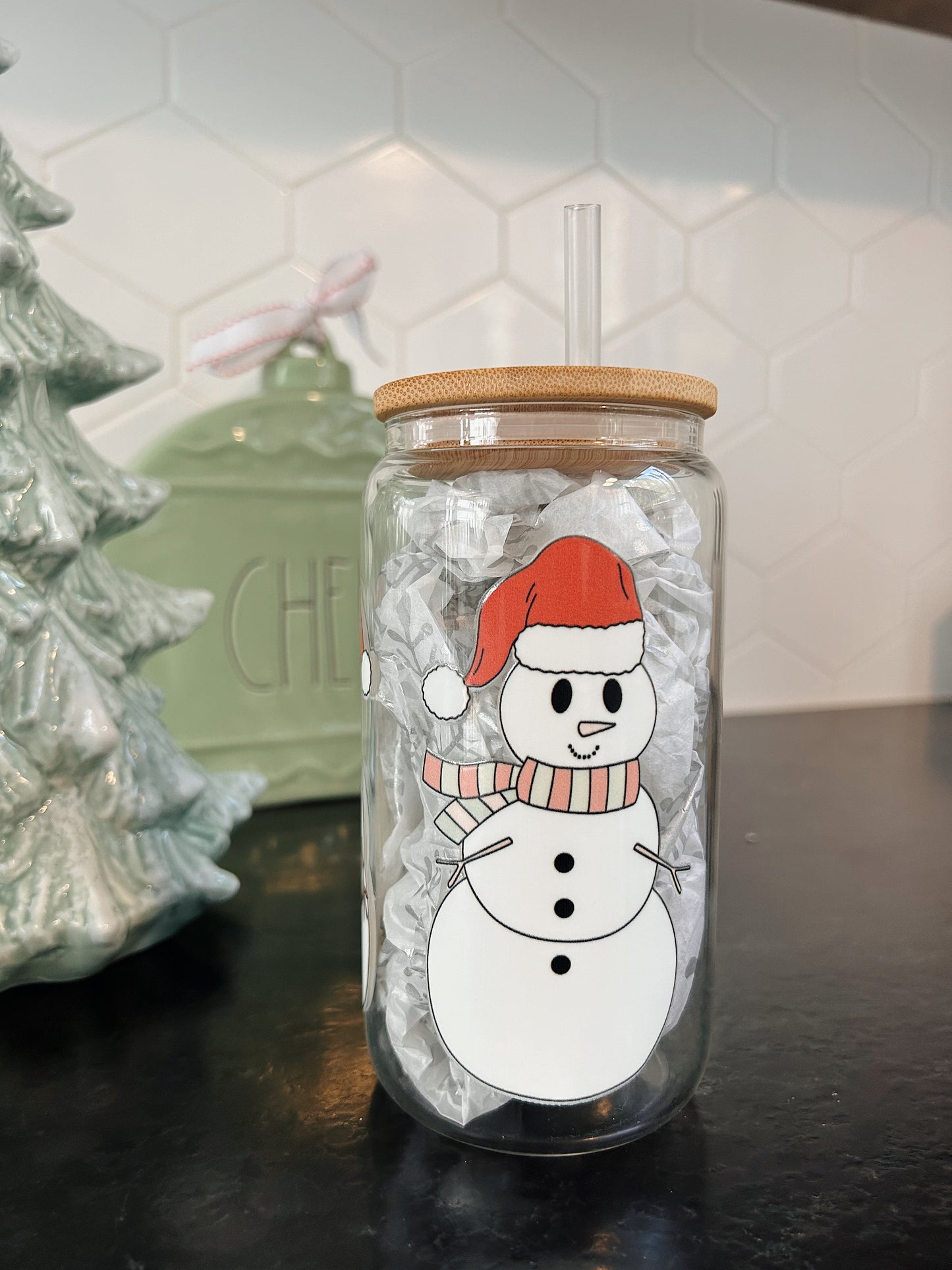 Glass cup - Snowmen