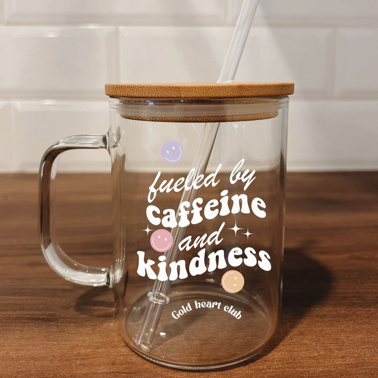 Glass - Caffeine and kindness (black or white)