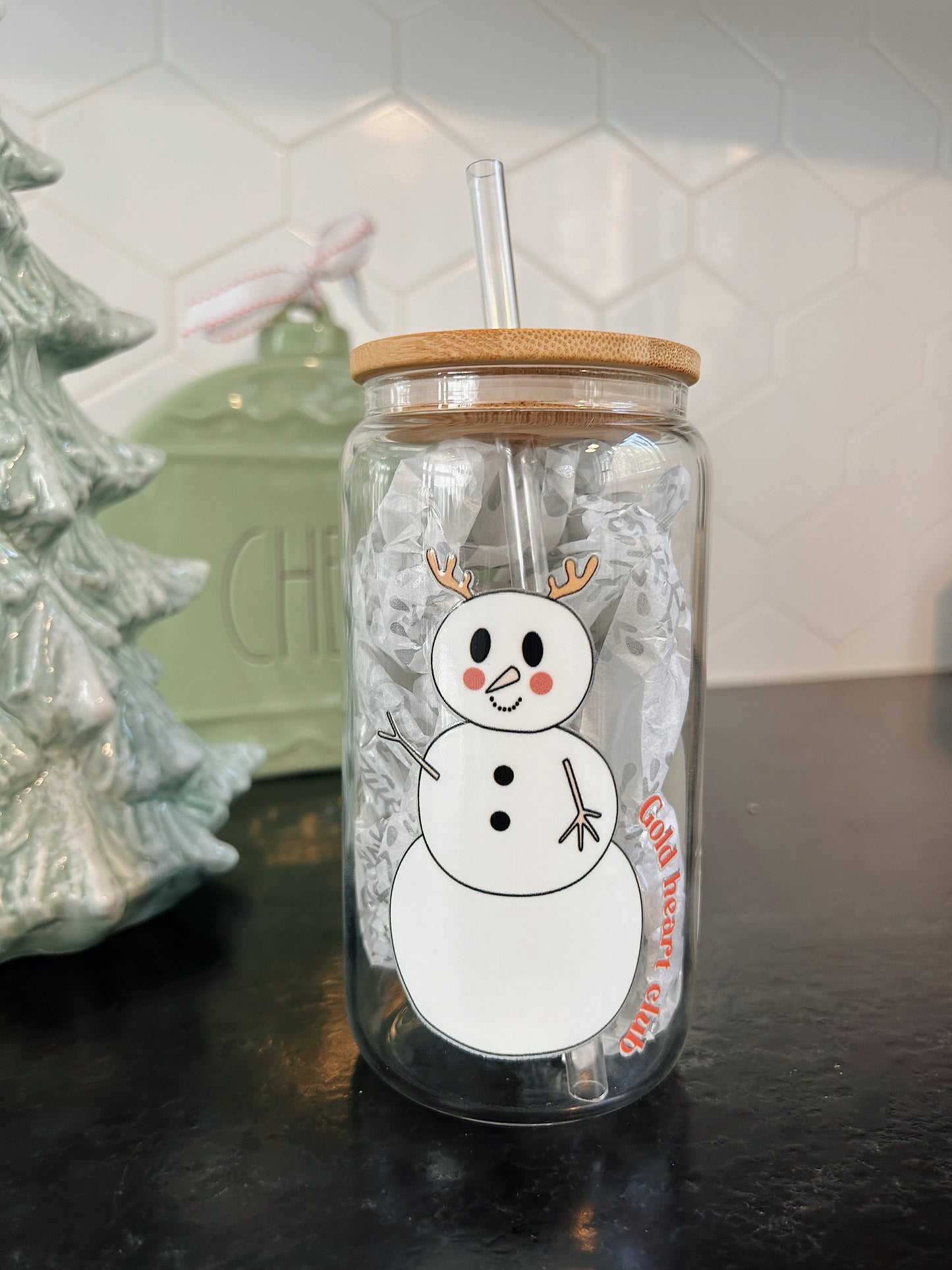 Glass cup - Snowmen