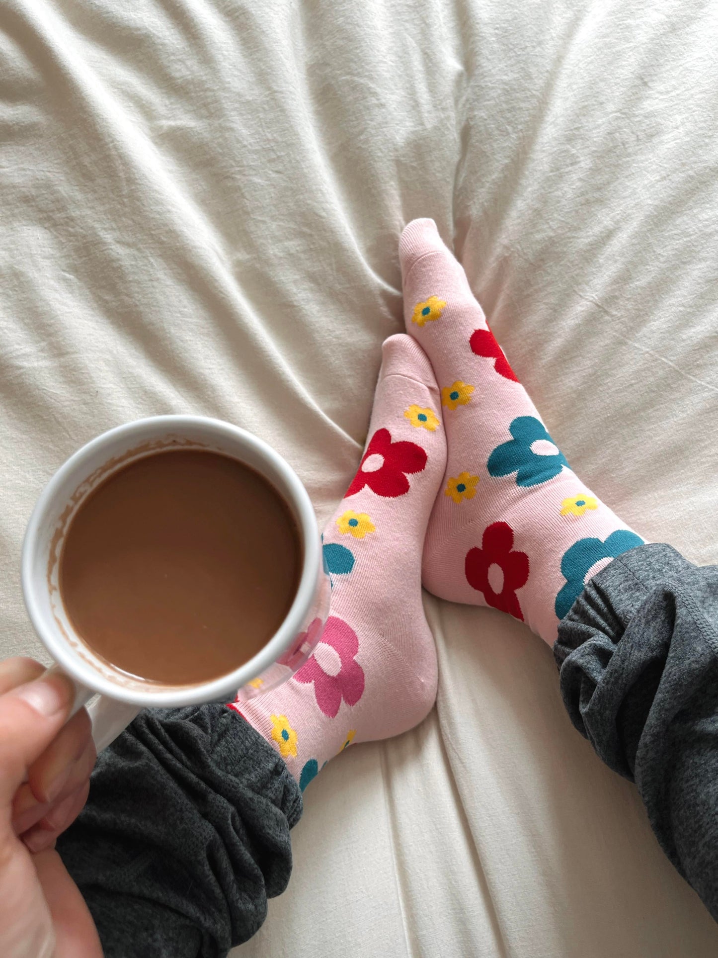 Pink flower stockings