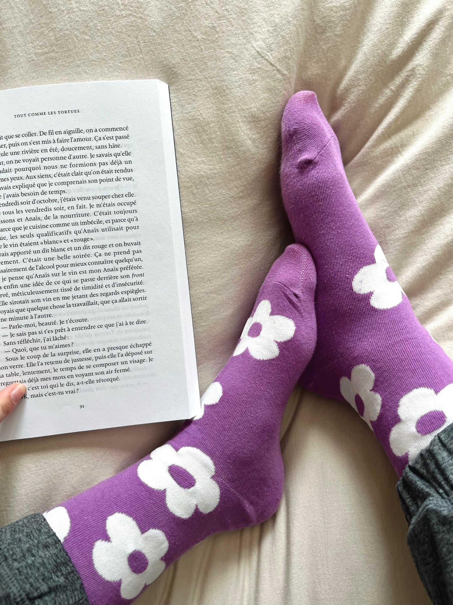 Purple flower stockings